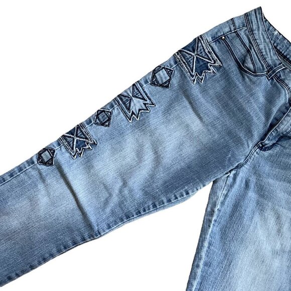 Forever 21 Faded Skinny Jeans with Patched Detailed Patterns on Side | Blue | Si - Picture 4 of 7
